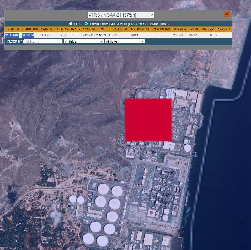 Fujairah Power Station (supplies desalination plant) — satellite evidence